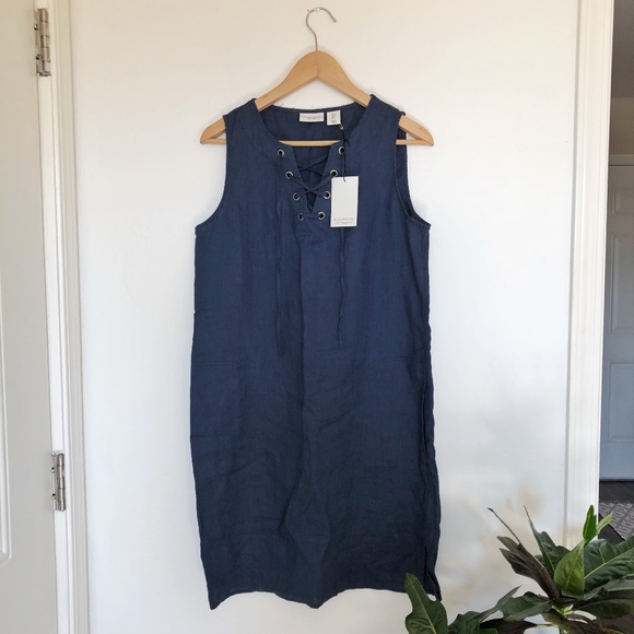 Adrienne Vittadini NAVY Linen Dress - Picture 2 of 6